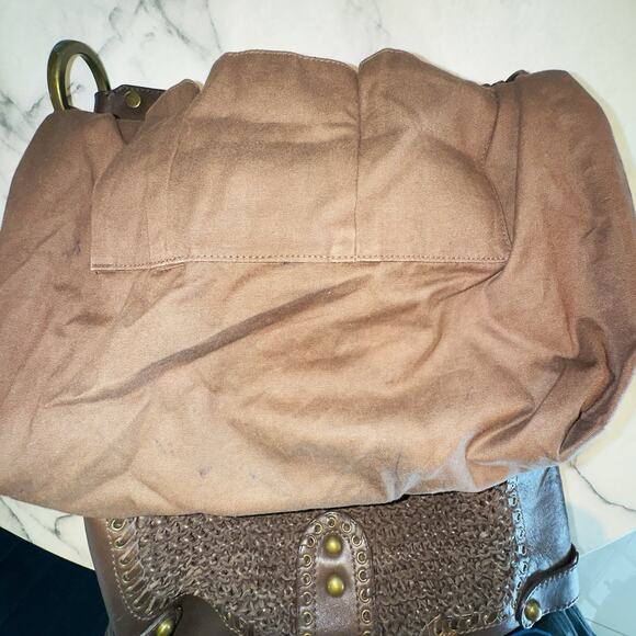 Y2K Isabella Fiore Carina Hobo Dark Brown Knitted Real Leather 16'hx14L Boho Bag - Picture 13 of 14